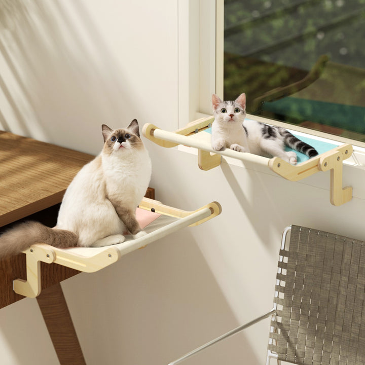 Mewoofun Sturdy Cat Window Perch Wooden Assembly Hanging Bed Cotton Canvas Easy Washable Multi-Ply Plywood Hot Selling Hammock
